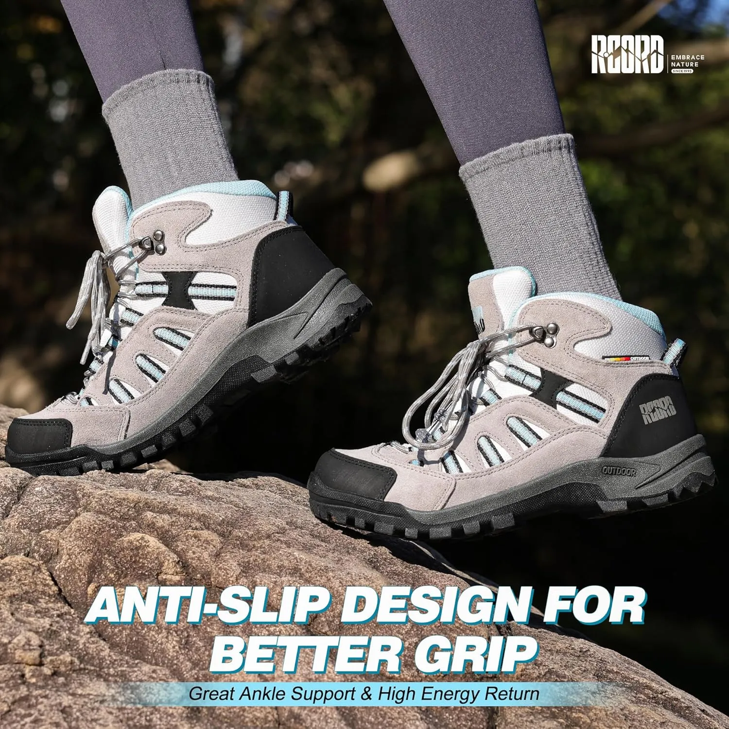 @ R CORD Womens Hiking Boots Waterproof Lightweight Hiking Boots Women Ankle Support Hiking Shoes Backpacking Boots Breathable Non-slip Hiking Boot for Outdoors