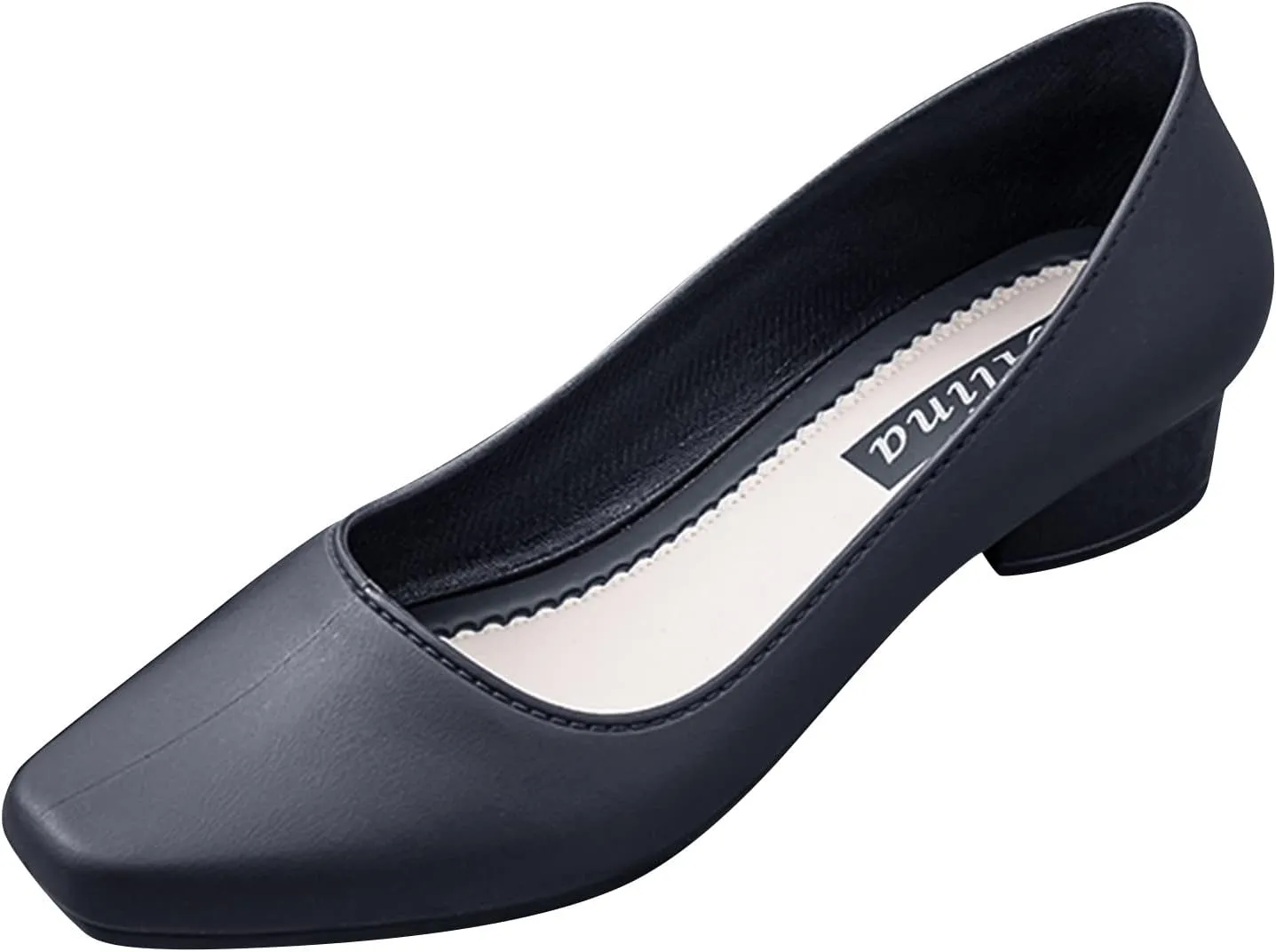 AMDBEL Ballet Flats for Women with Heel Women's Pointed Toe Loafer Shoes Slip On Ballet Flat Dress Shoes Chunky Block Square Heels Shoes Closed Toe Wedges Shoes Work Casual Formal Flats Shoes