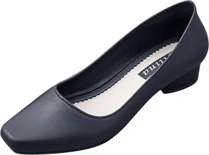 AMDBEL Ballet Flats for Women with Heel Women's Pointed Toe Loafer Shoes Slip On Ballet Flat Dress Shoes Chunky Block Square Heels Shoes Closed Toe Wedges Shoes Work Casual Formal Flats Shoes