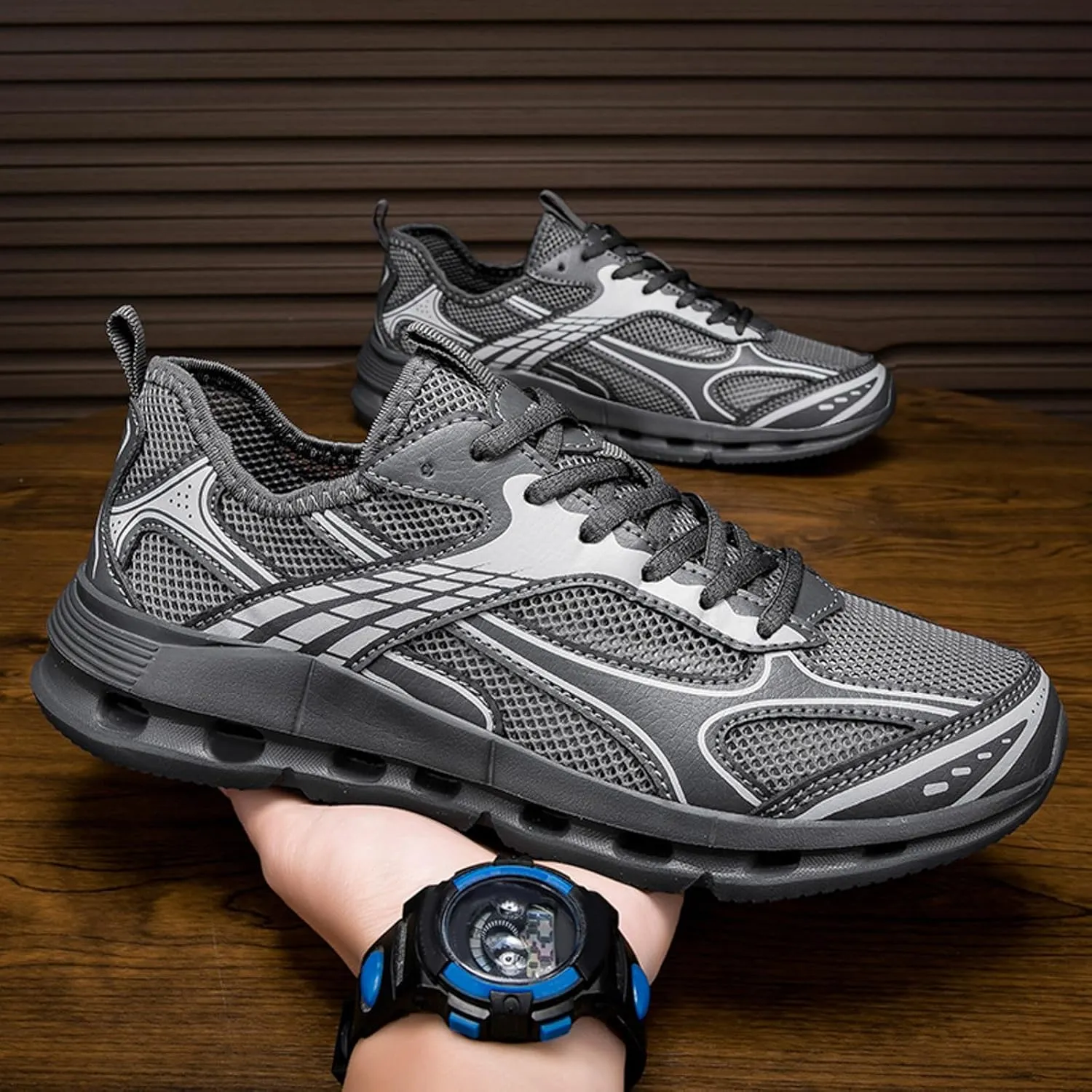 Arch Support Fitness Sneaker for Men Comfortable Breathable Lace Up Sneaker Men's Lightweight Cushion Sneakers