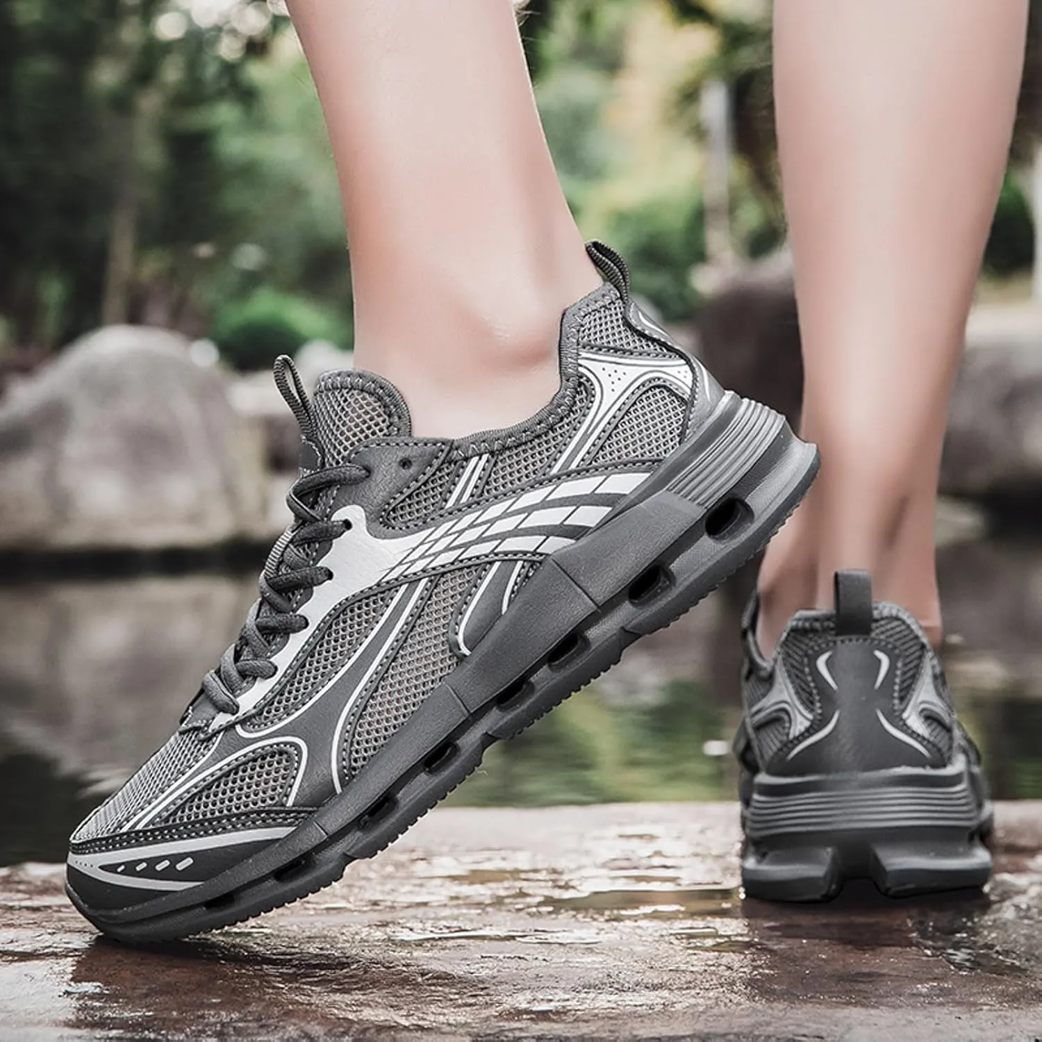 Arch Support Fitness Sneaker for Men Comfortable Breathable Lace Up Sneaker Men's Lightweight Cushion Sneakers