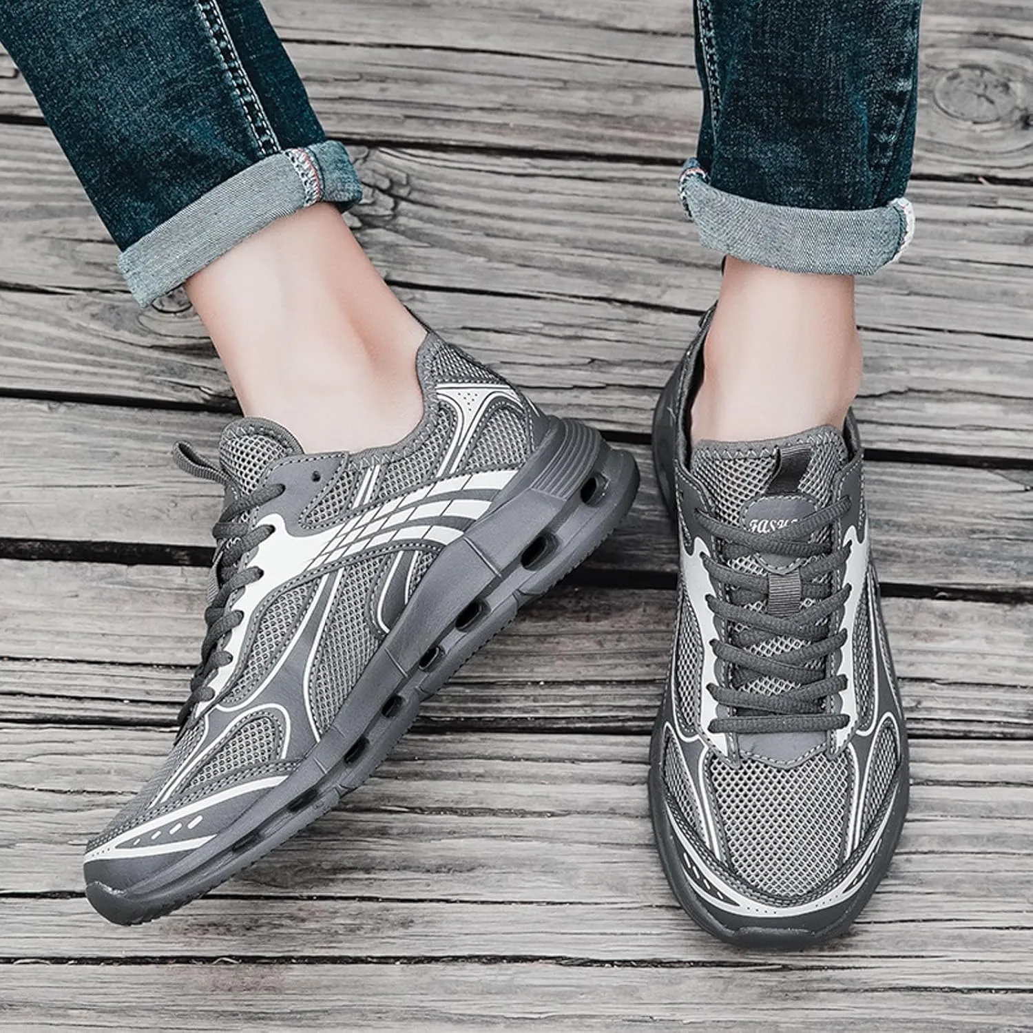 Arch Support Fitness Sneaker for Men Comfortable Breathable Lace Up Sneaker Men's Lightweight Cushion Sneakers