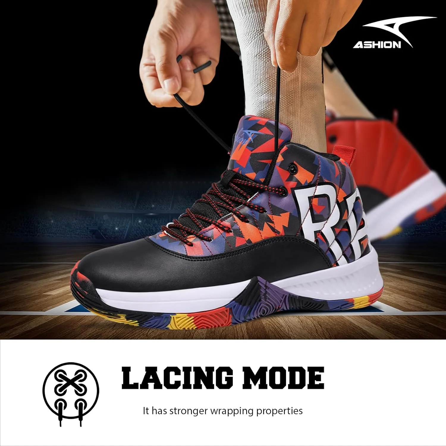 ASHION Unisex Kids Basketball Shoes Boys Air High Top Sneakers Girls Breathable Non-Slip Athletic Shoes Little Kid/Big Kid