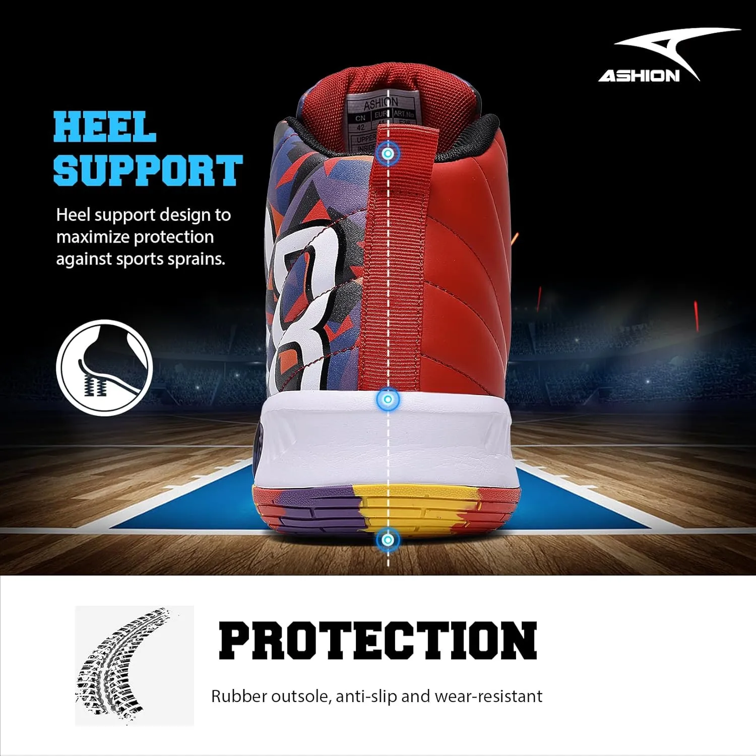 ASHION Unisex Kids Basketball Shoes Boys Air High Top Sneakers Girls Breathable Non-Slip Athletic Shoes Little Kid/Big Kid
