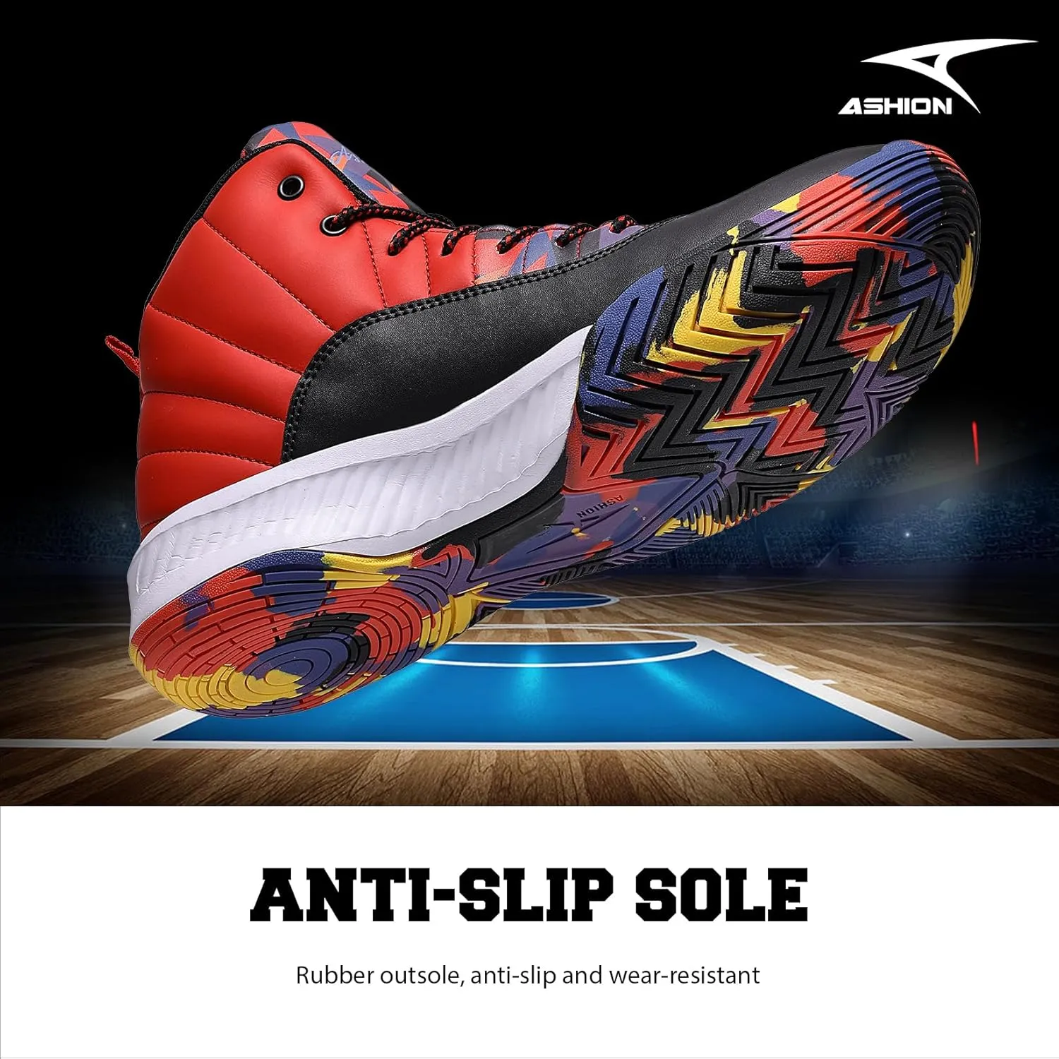 ASHION Unisex Kids Basketball Shoes Boys Air High Top Sneakers Girls Breathable Non-Slip Athletic Shoes Little Kid/Big Kid