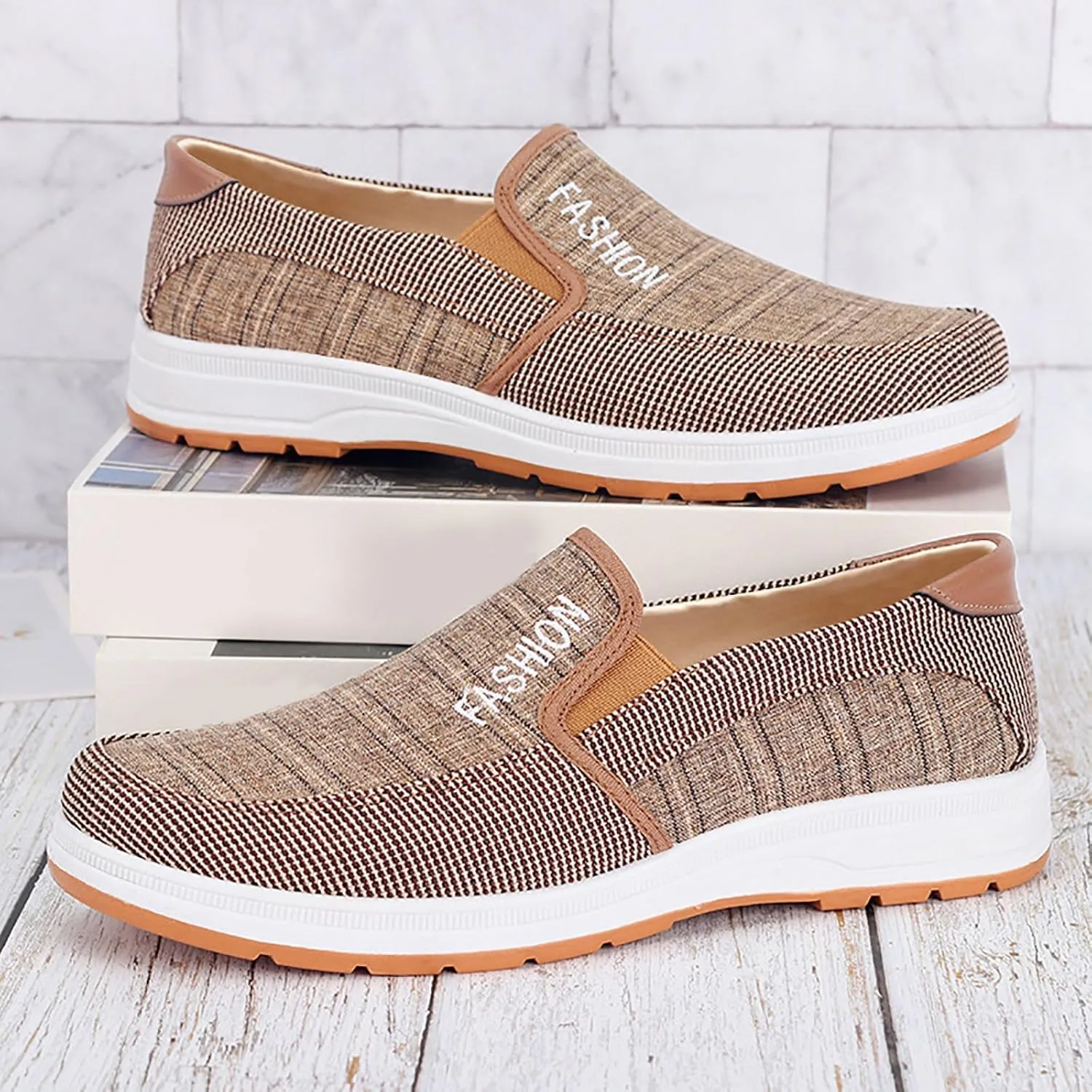 Athletic Fashion Sneakers for Men Lightweight Breathable Slip On Running Shoe Lightweight Elderly Slip On Shoes