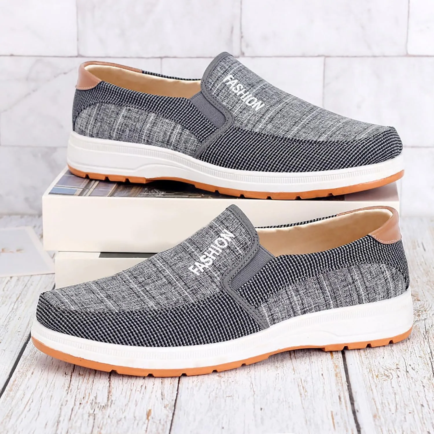 Athletic Fashion Sneakers for Men Lightweight Breathable Slip On Running Shoe Lightweight Elderly Slip On Shoes