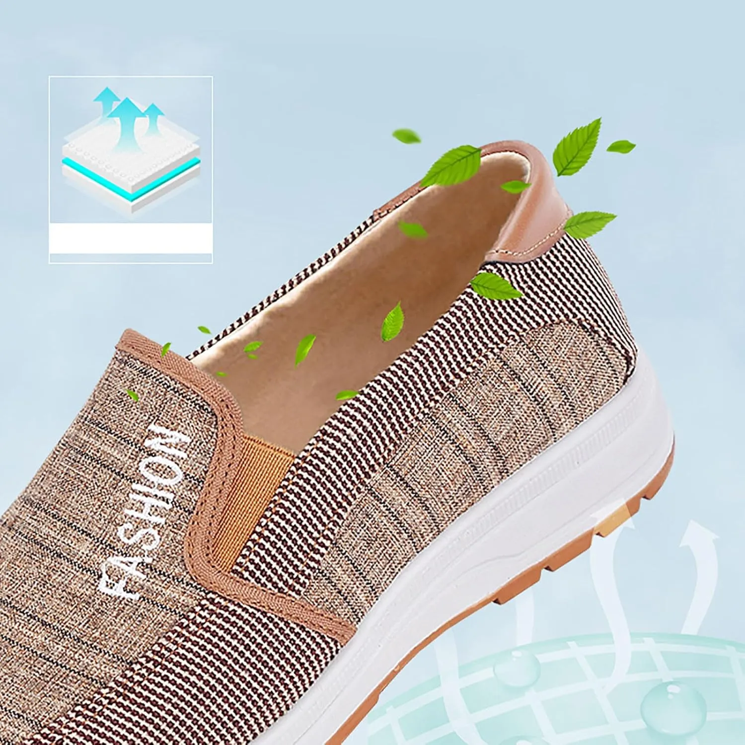 Athletic Fashion Sneakers for Men Lightweight Breathable Slip On Running Shoe Lightweight Elderly Slip On Shoes