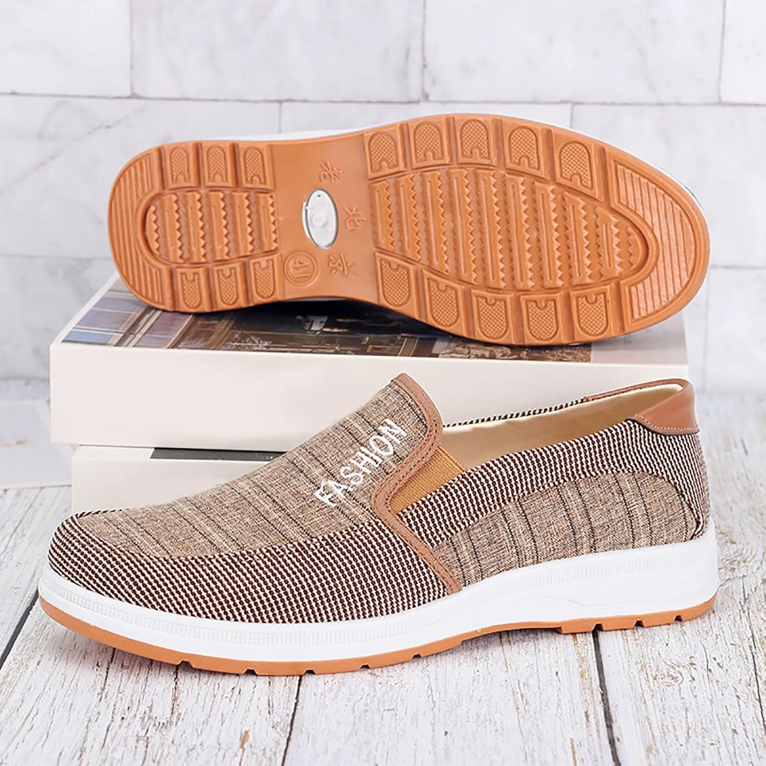 Athletic Fashion Sneakers for Men Lightweight Breathable Slip On Running Shoe Lightweight Elderly Slip On Shoes