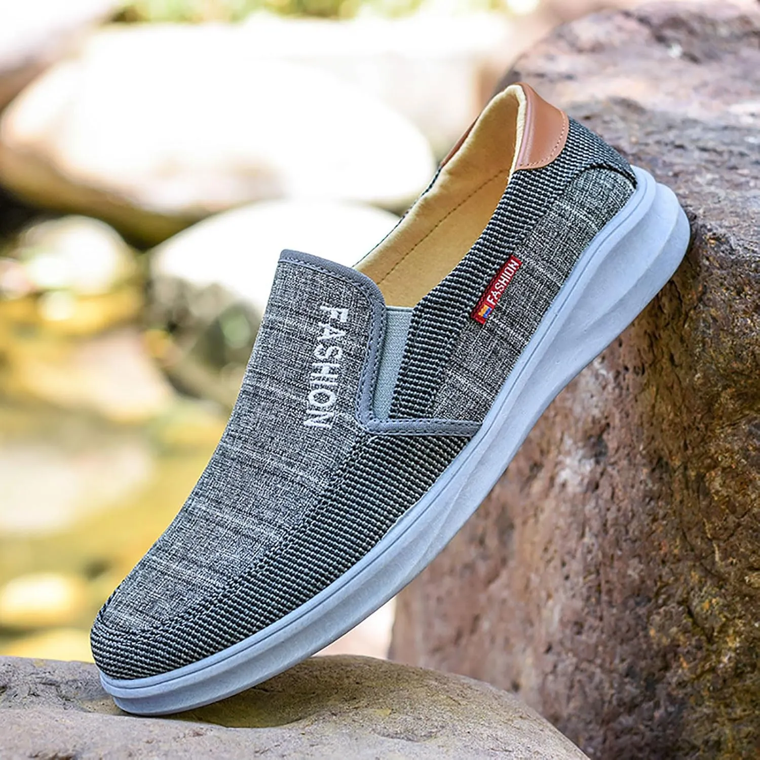 Athletic Fashion Sneakers for Men Lightweight Breathable Slip On Running Shoe Lightweight Elderly Slip On Shoes