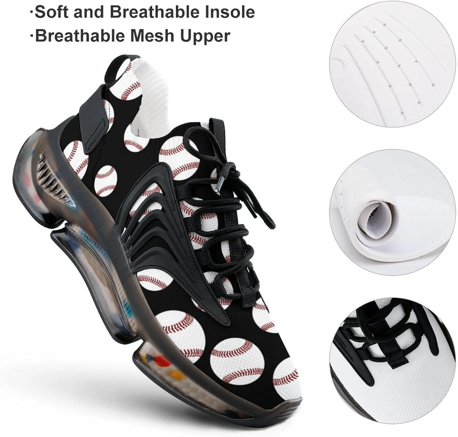 Baseball Men's Running Shoes Lightweight Walking Shoe Breathable Sneaker