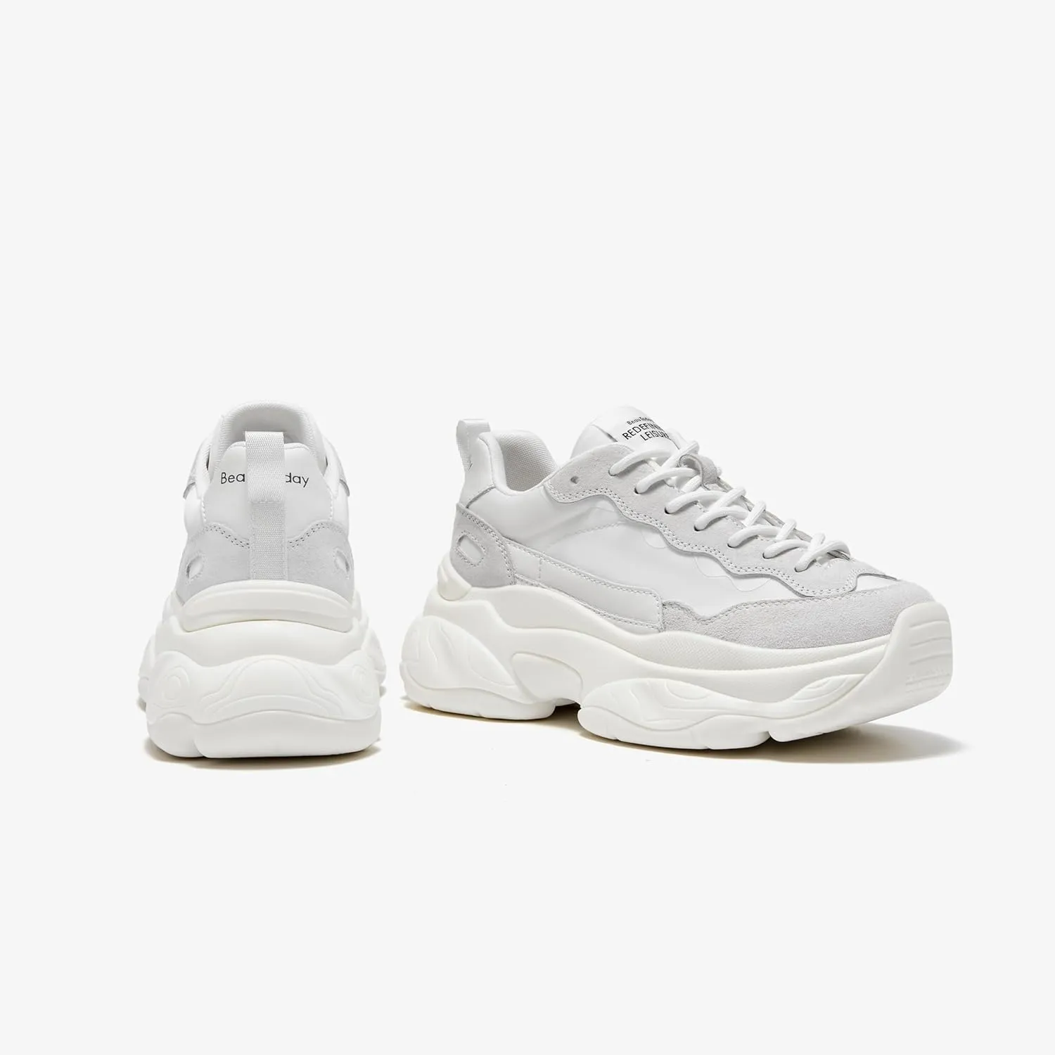 BEAU TODAY Womens Chunky Sneakers, Chunky Shoes for Women, Lace up Comfortable Fashion Dad Sneaker