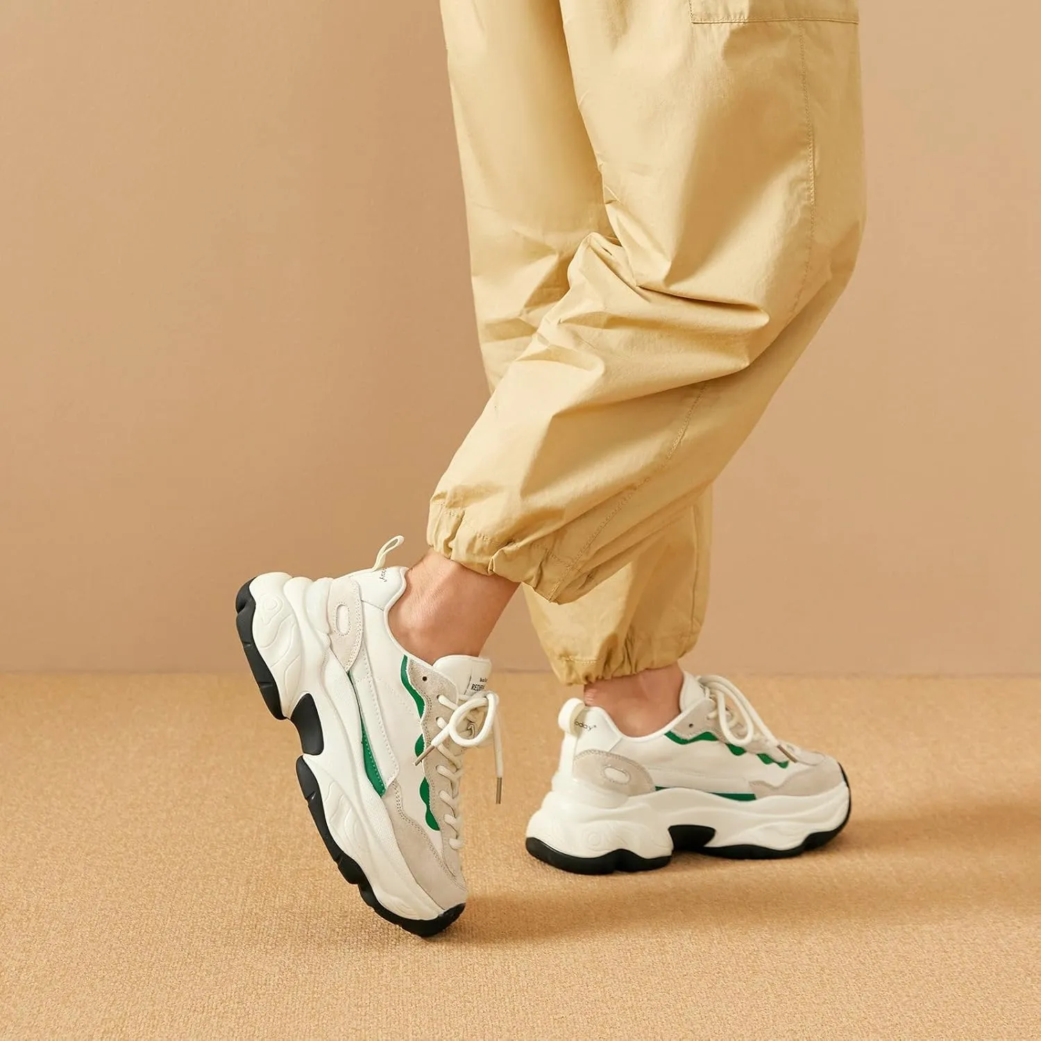BEAU TODAY Womens Chunky Sneakers, Chunky Shoes for Women, Lace up Comfortable Fashion Dad Sneaker