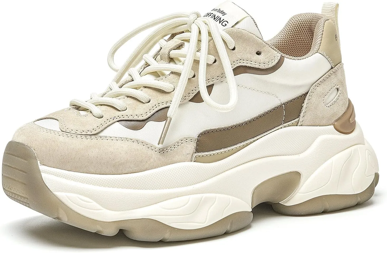 BEAU TODAY Womens Chunky Sneakers, Chunky Shoes for Women, Lace up Comfortable Fashion Dad Sneaker