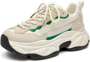 BEAU TODAY Womens Chunky Sneakers, Chunky Shoes for Women, Lace up Comfortable Fashion Dad Sneaker