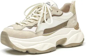 BEAU TODAY Womens Chunky Sneakers, Chunky Shoes for Women, Lace up Comfortable Fashion Dad Sneaker