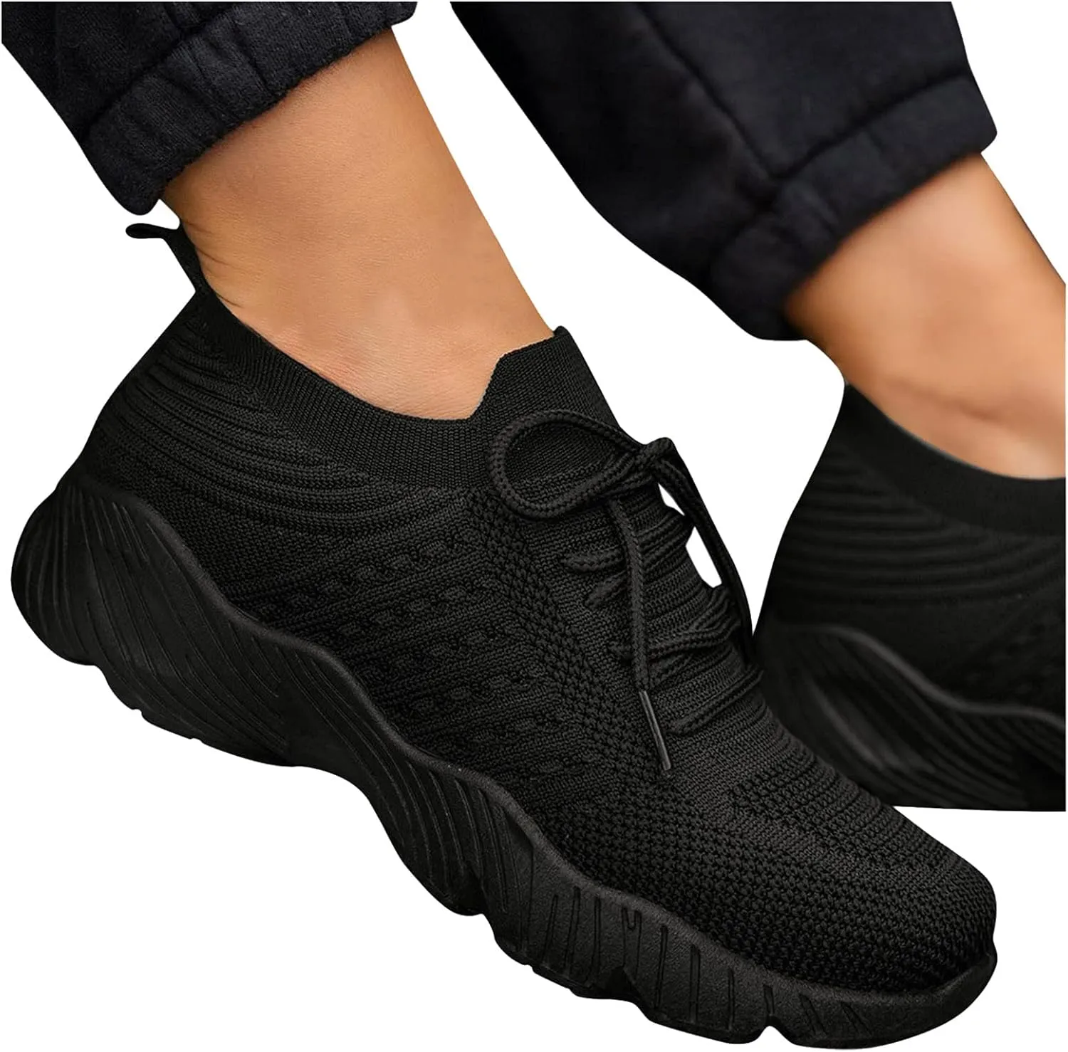 Black Casual Sneakers for Women Platform Women's Black Slip On Tennis Shoes Walking Shoes for Women Slip Ons Women's Sneakers Wide Feet Zapatos Cerrados De Mujer De Vestir Elegantes Comodos