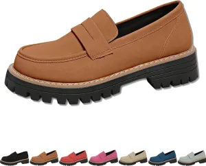 Bootara Loafers Women, Chunky Loafers Women, Slip On Work Flats for Business & Casual