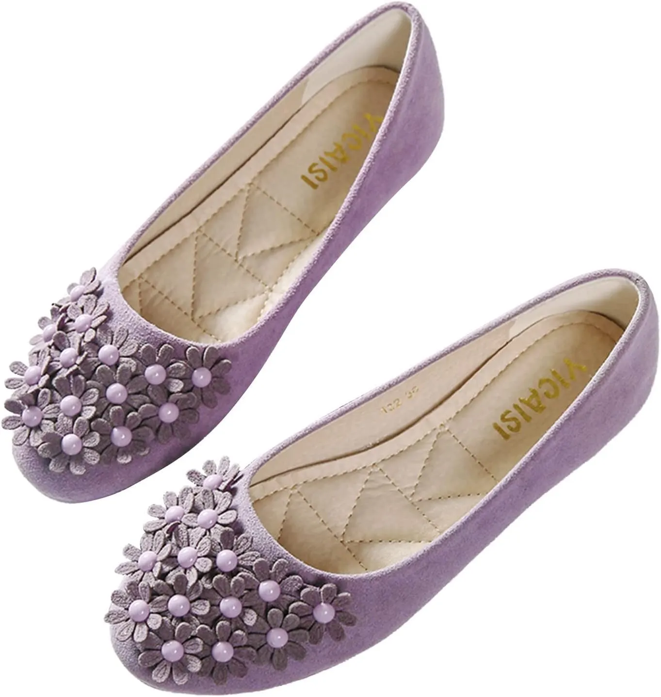 Business Casual Shoes Women Ladies Singles Shoes Flat Flower Pearl Decoration Casual Slip On Work