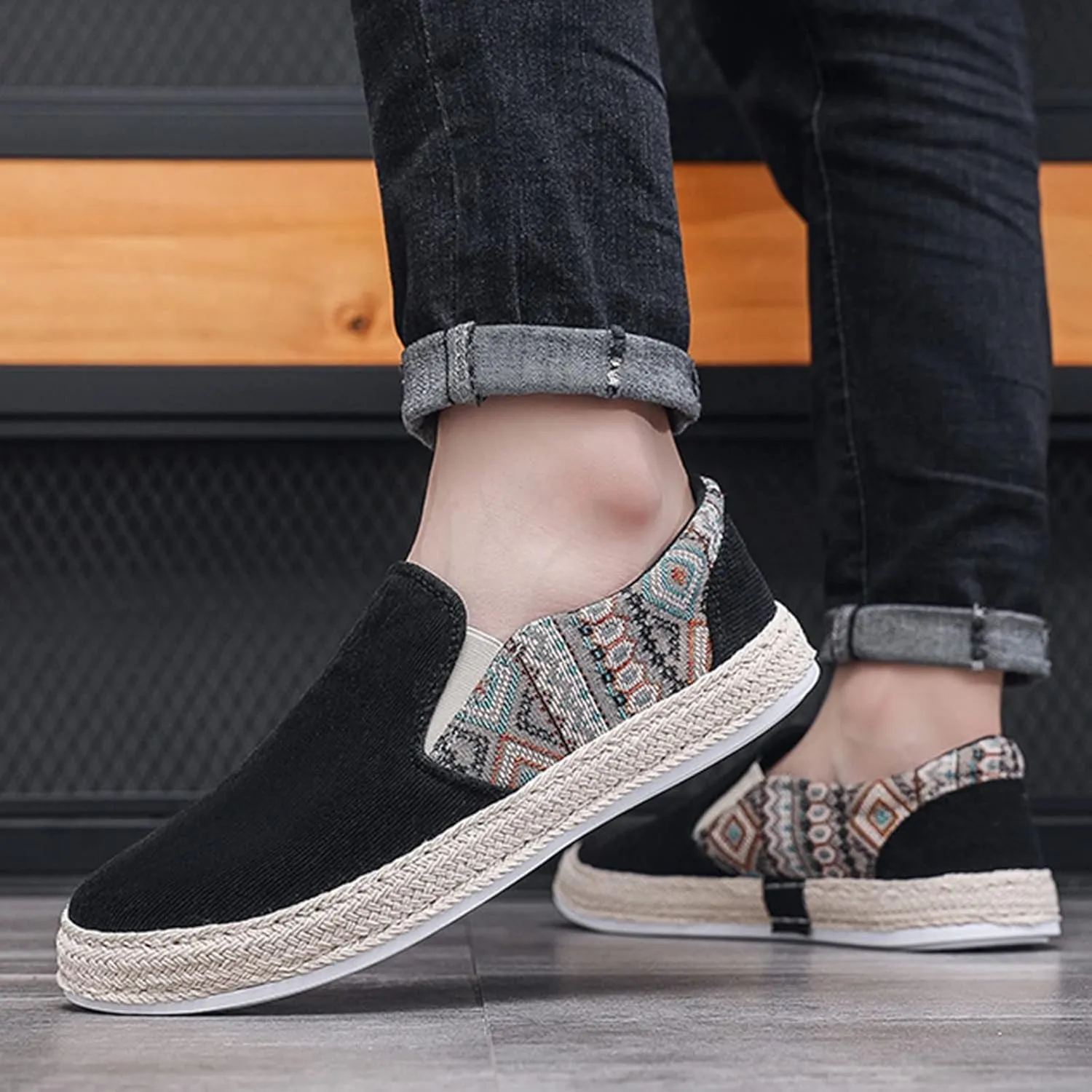 Casual Walking Shoes 2022 Men's New Spring and Fisherman's Shoes Canvas Thick Soled Slip On