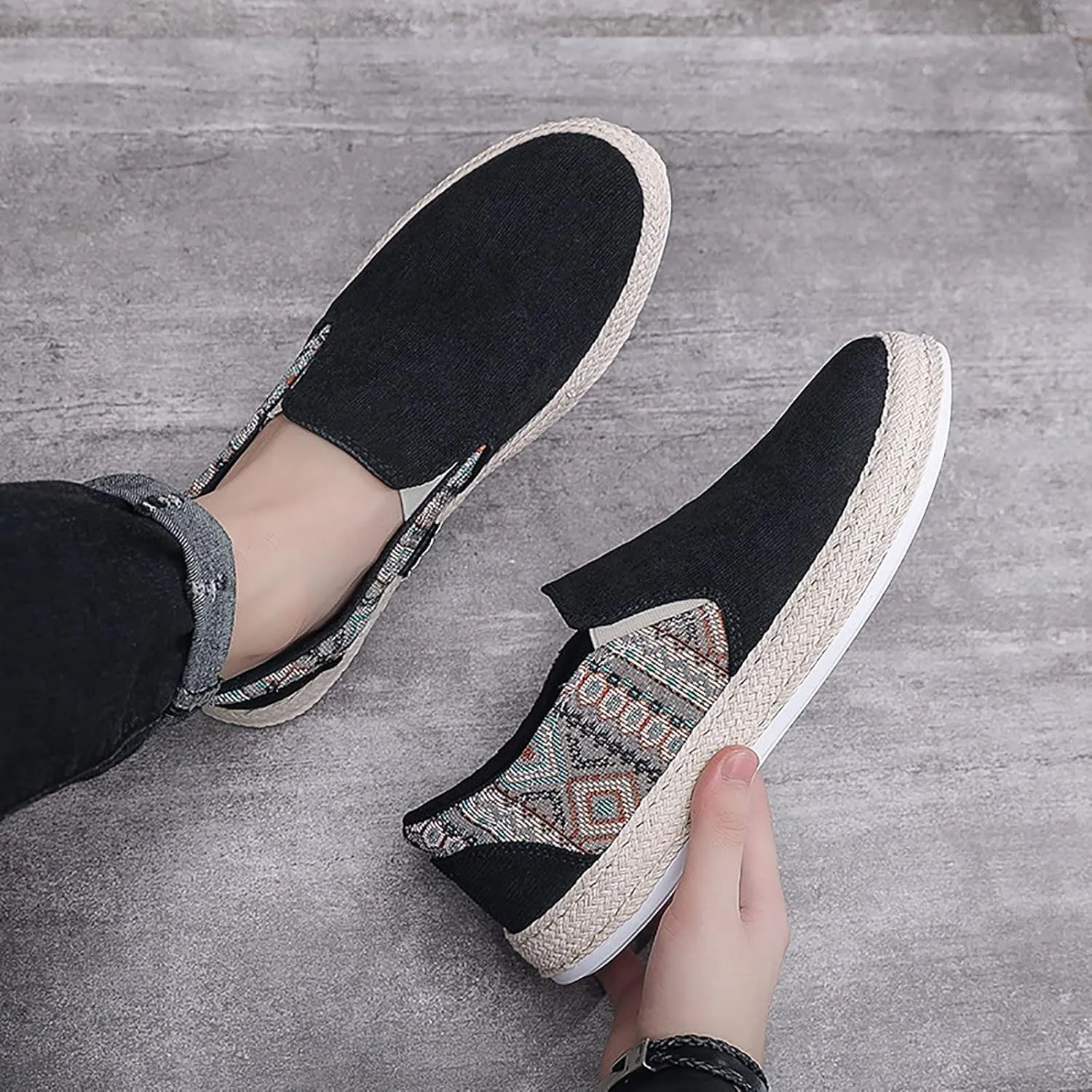 Casual Walking Shoes 2022 Men's New Spring and Fisherman's Shoes Canvas Thick Soled Slip On