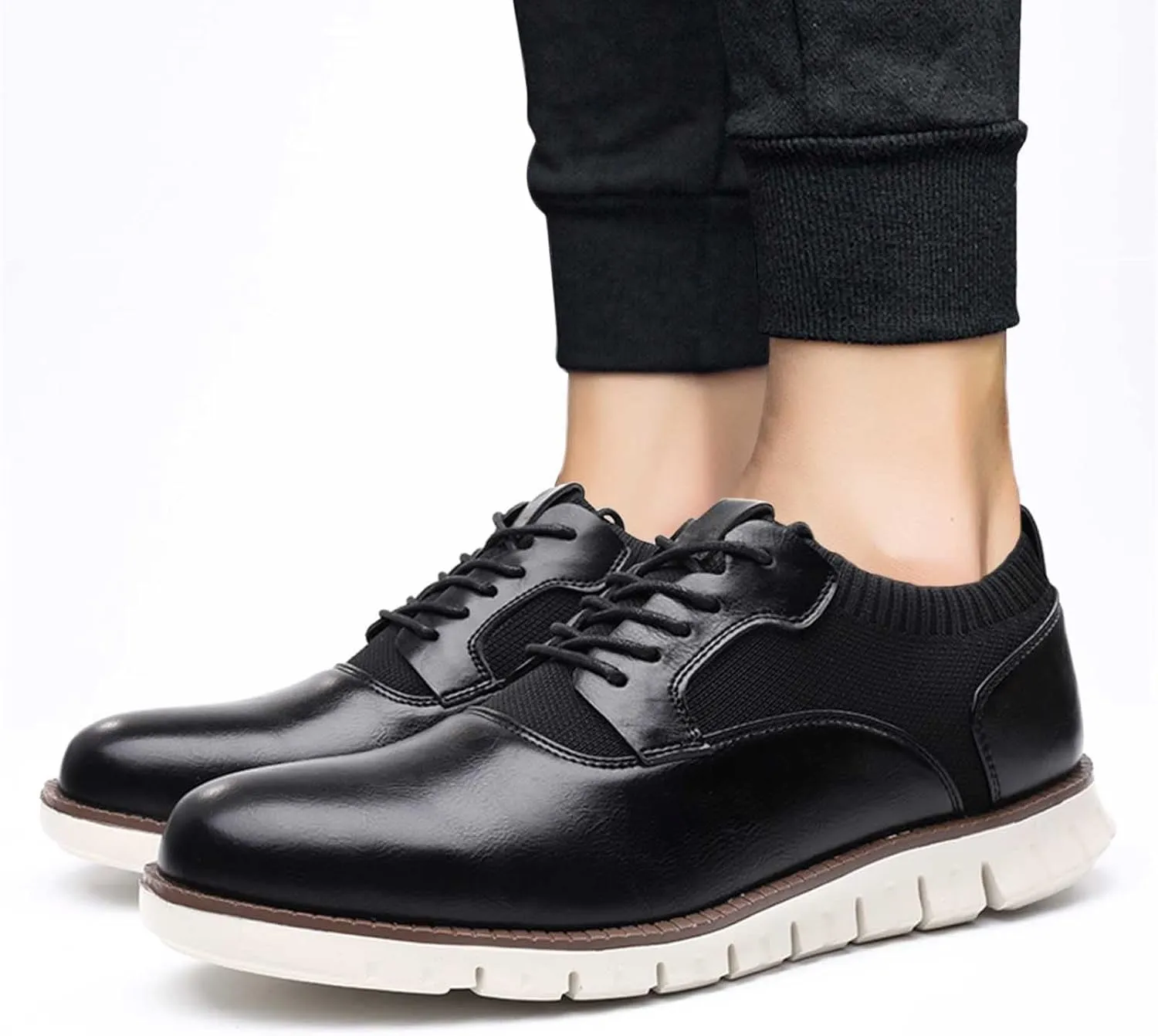 Classic Style Men Lace Up Vintage Leather Shoes Business Casual Shoes RoundToe Leather Shoes Leather Tennis Shoes Men
