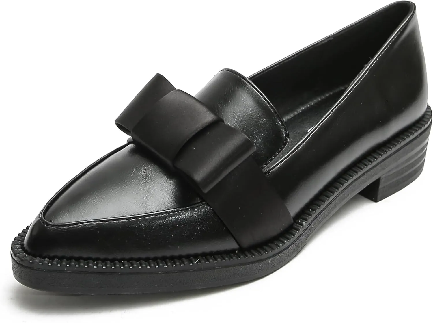 Classic Women's Chunky Loafers Platform Comfortable Slip-On Dressy Business Casual Shoes with Bow