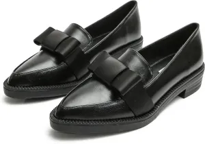 Classic Women's Chunky Loafers Platform Comfortable Slip-On Dressy Business Casual Shoes with Bow
