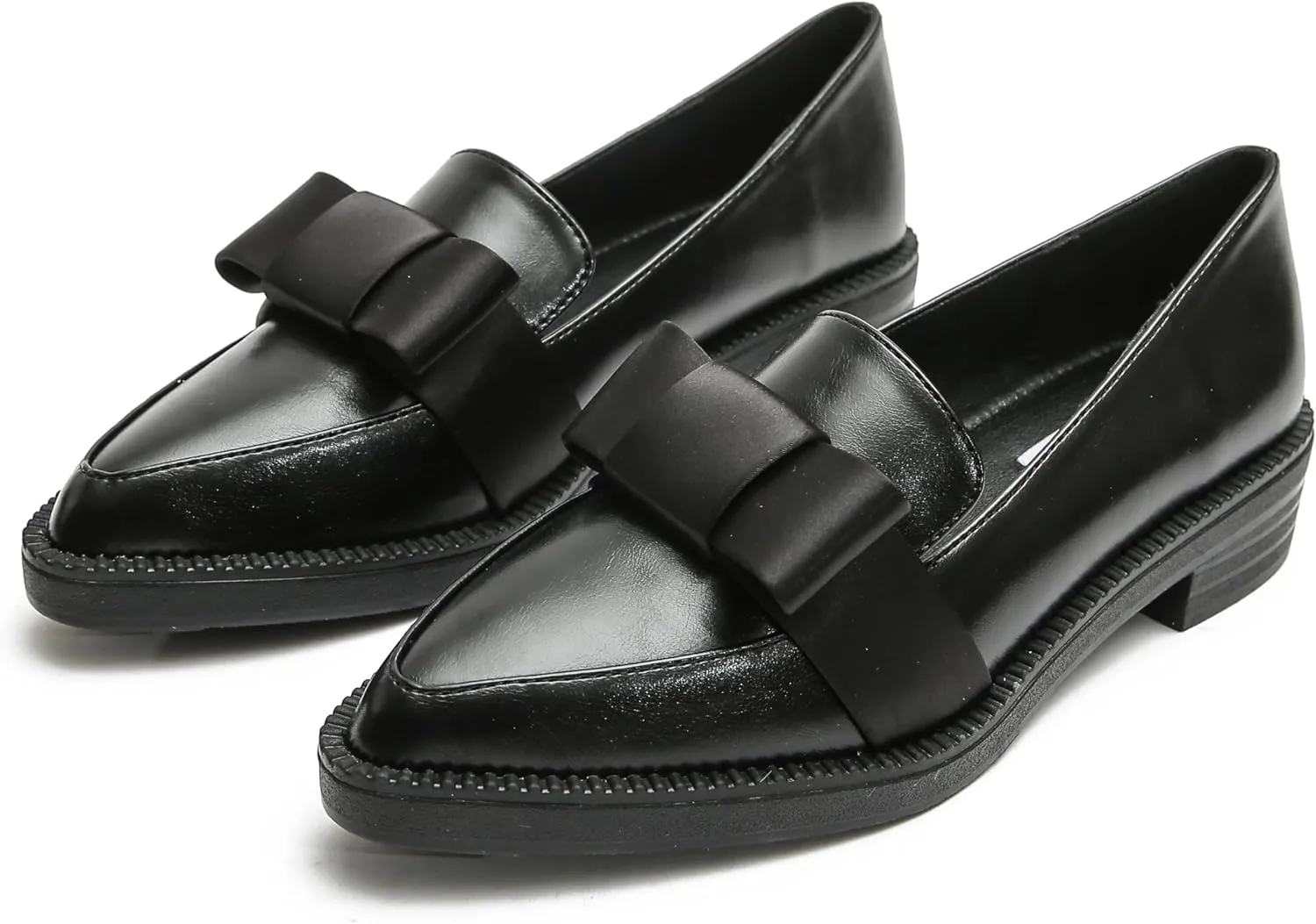 Classic Women's Chunky Loafers Platform Comfortable Slip-On Dressy Business Casual Shoes with Bow