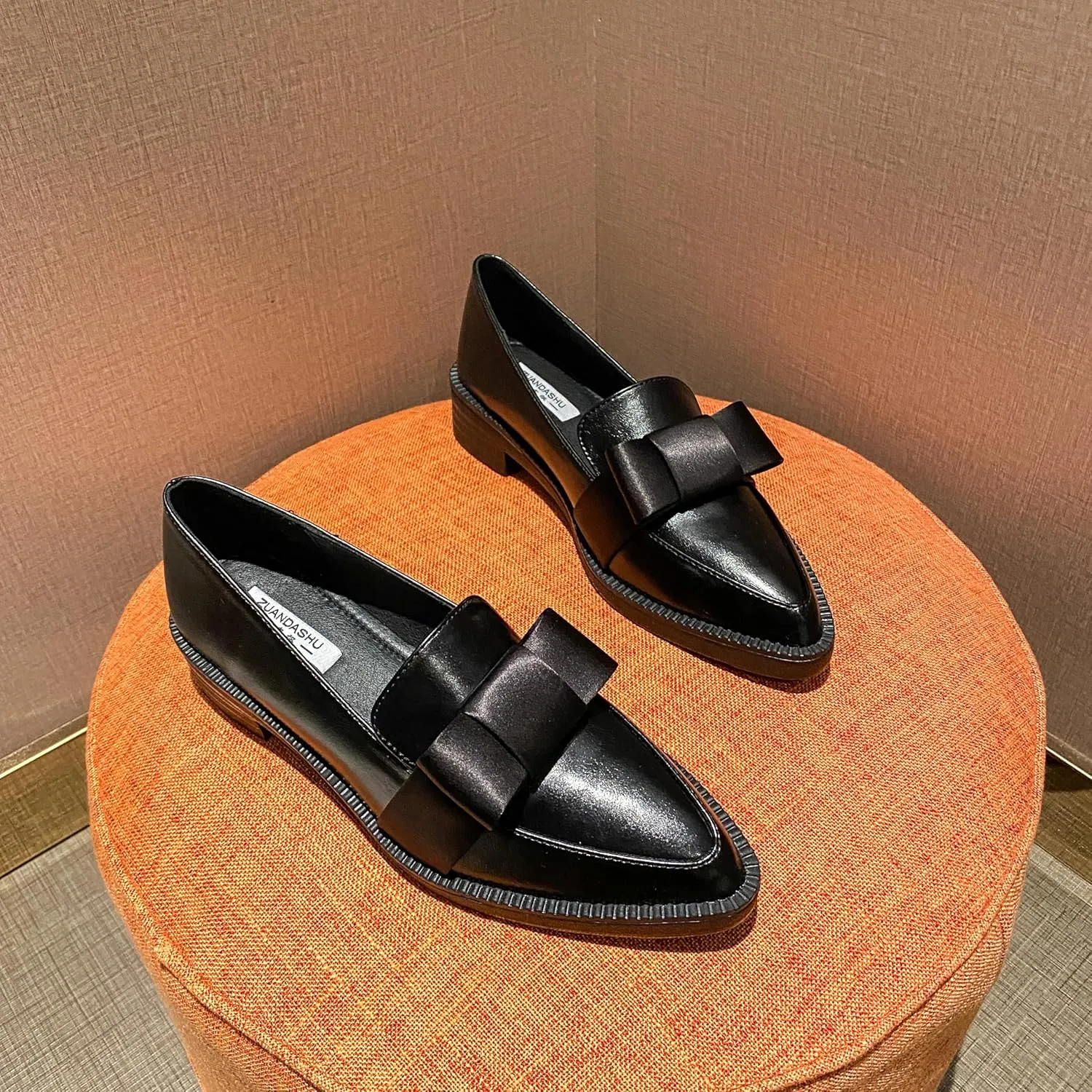 Classic Women's Chunky Loafers Platform Comfortable Slip-On Dressy Business Casual Shoes with Bow