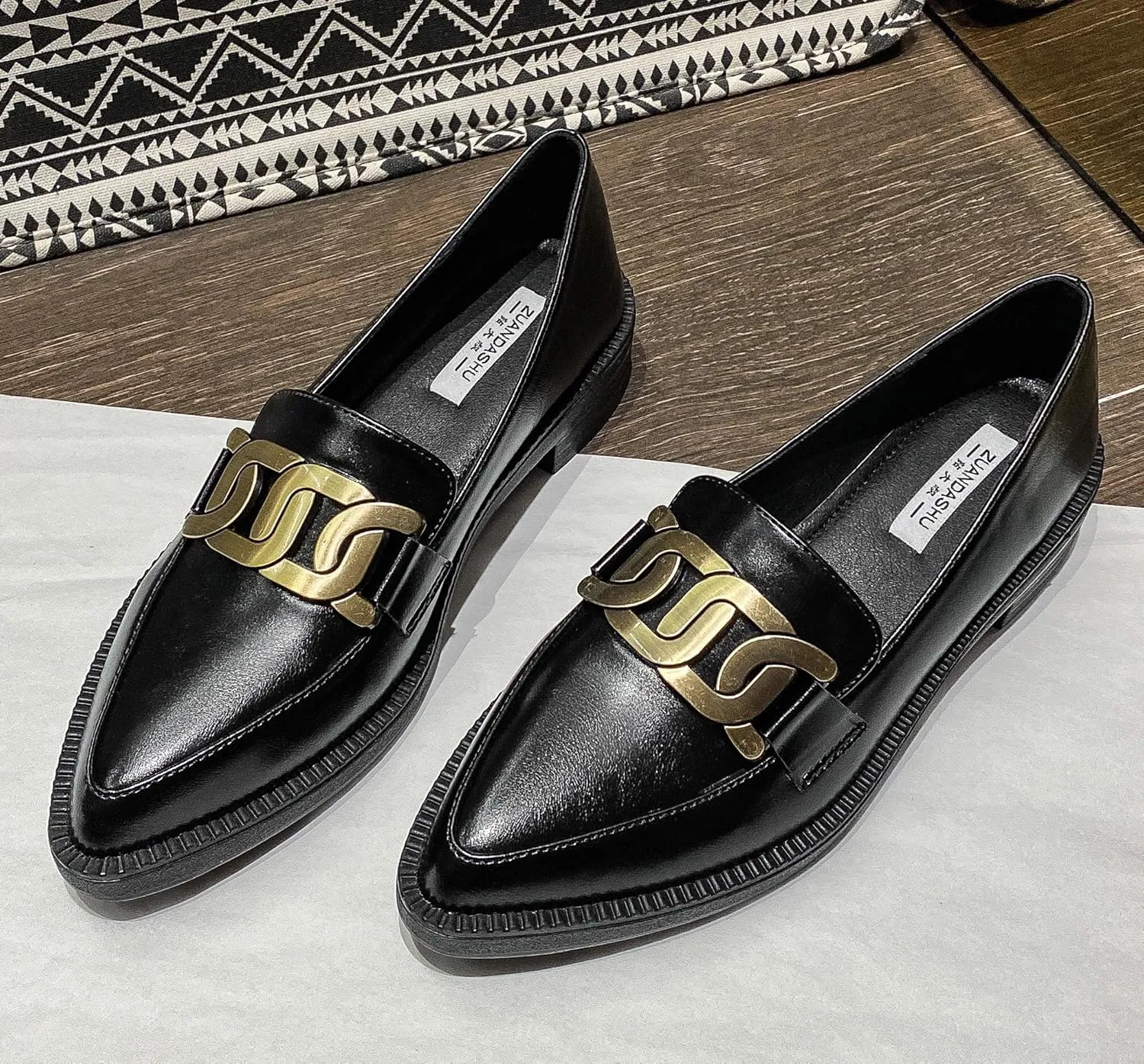 Classic Women's Chunky Loafers Platform Comfortable Slip-On Dressy Business Casual Shoes with Metal