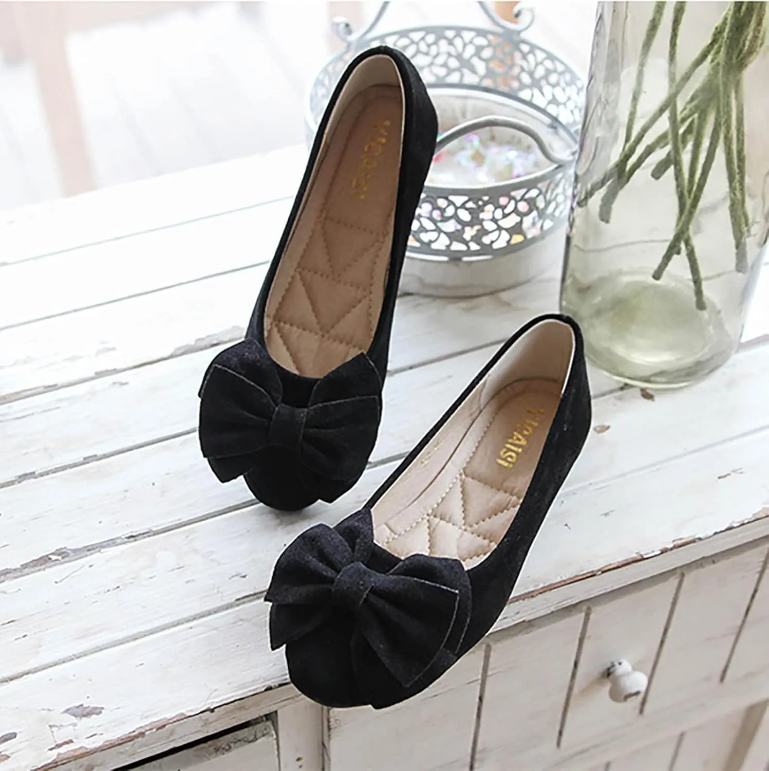 Comfortable & Lightweight Loafers Women Singles Shoes Flat Shoes Bowknot Casual Slip On Work
