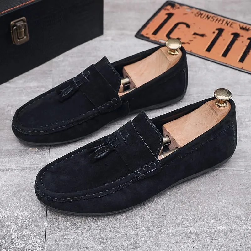 Comodish Men's Loafers Nubuck Leather with Tassel Driving Style Loafer Slip Resistant Lightweight Flexible Casual Slip-ons