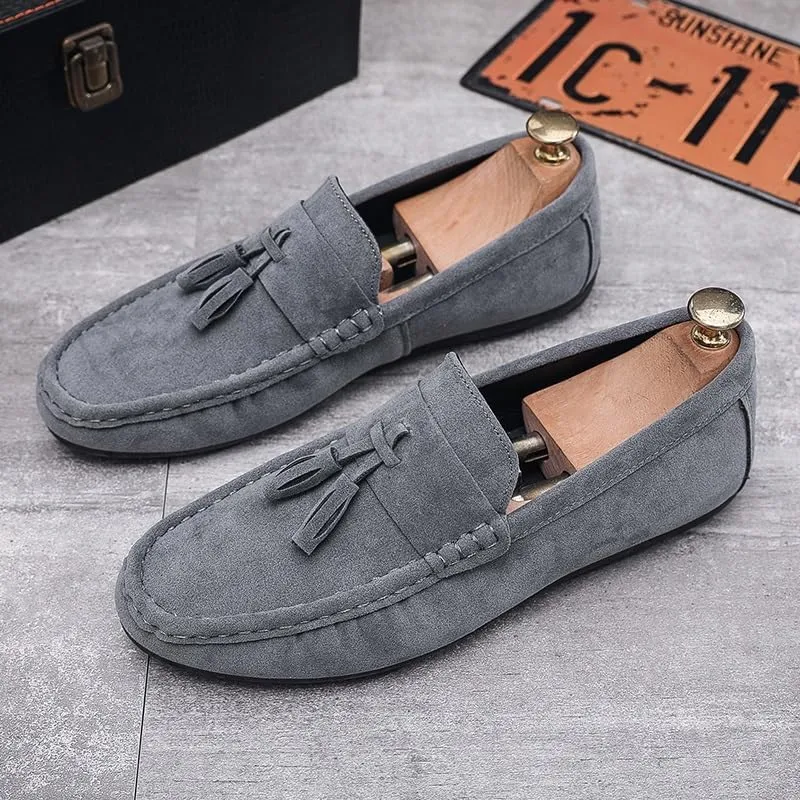 Comodish Men's Loafers Nubuck Leather with Tassel Driving Style Loafer Slip Resistant Lightweight Flexible Casual Slip-ons
