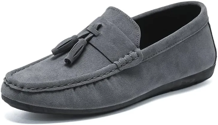 Comodish Men's Loafers Nubuck Leather with Tassel Driving Style Loafer Slip Resistant Lightweight Flexible Casual Slip-ons