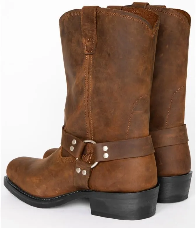 Cowboy Boots Men Western Boots Square Toe With Low Heel Non-Slip Wear-Resistant Heel Retro Work Boots Dress Shoes