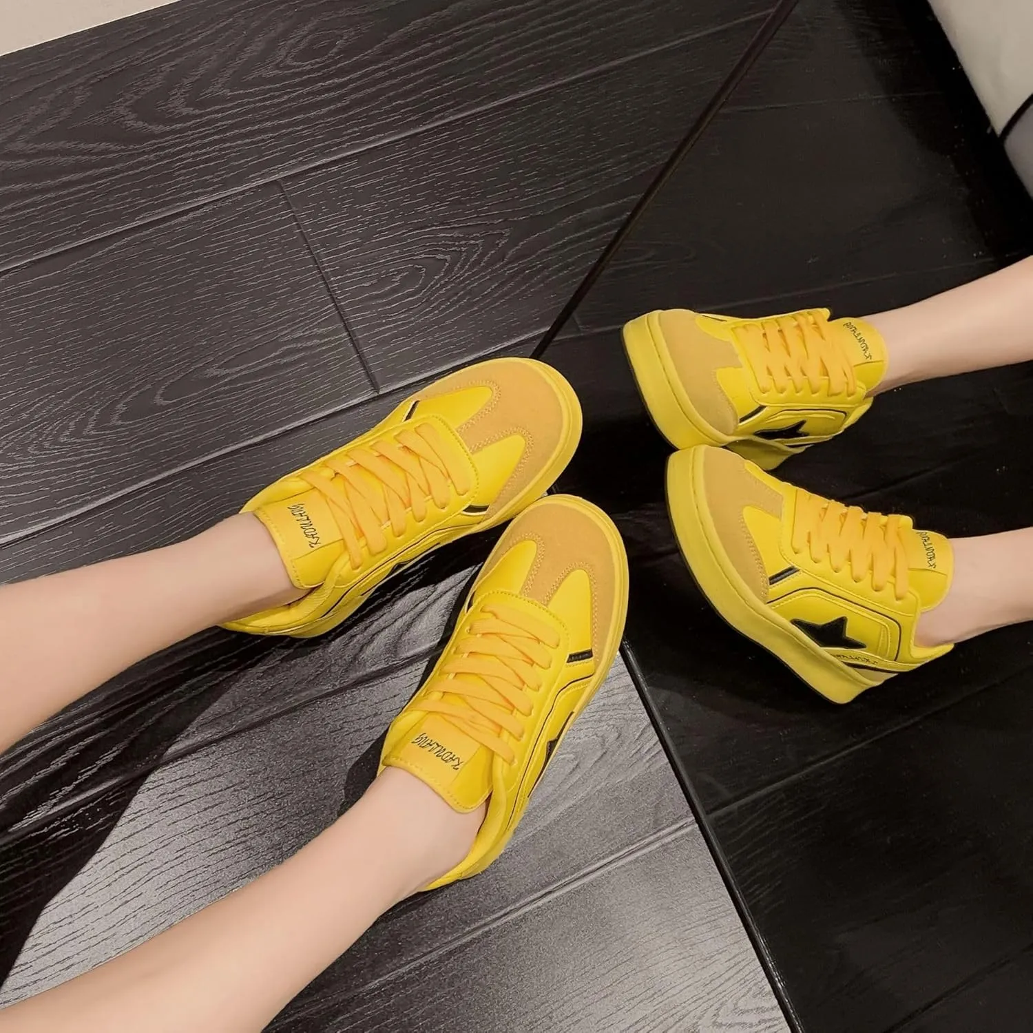 Cute Kawaii Shoes with Stars Design Chunky Platform Kawaii Y2K Pretty Pastel Retro Trendy Training Sneakers for Women Girls Streetwear Skateboarding Casual Everyday Outfits