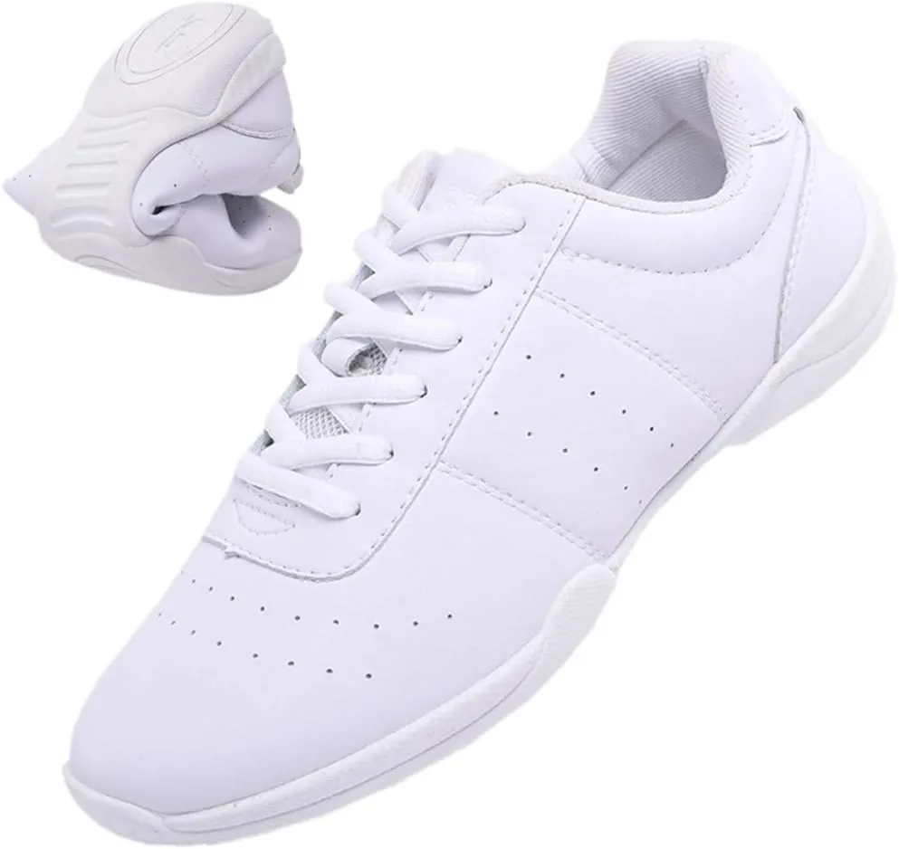 DADAWEN Adult & Youth White Cheerleading Shoe Athletic Sport Training Competition Tennis Sneakers Cheer Shoes