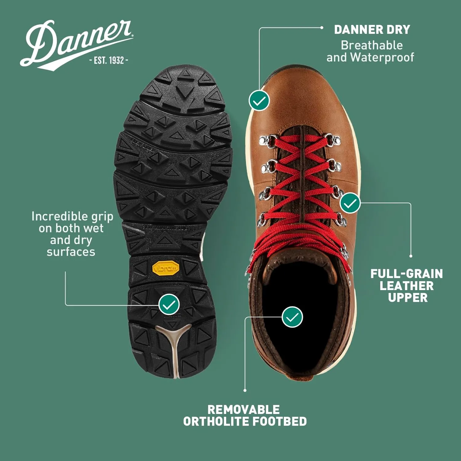 Danner Mountain 600 Hiking Boots for Women - Waterproof, Durable Suede Upper, Breathable Lining, Triple-Density Footbed & Vibram Traction Outsole
