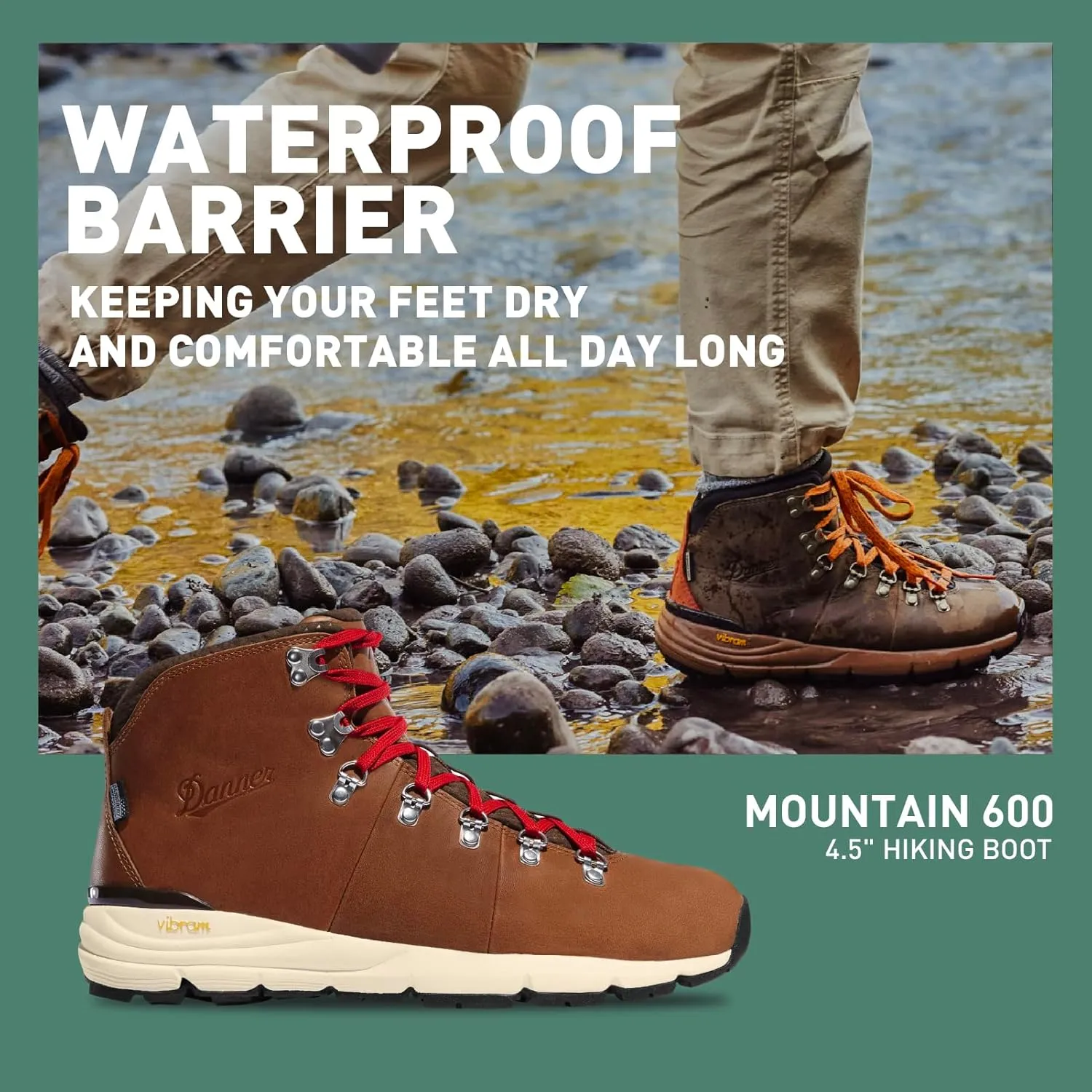 Danner Mountain 600 Hiking Boots for Women - Waterproof, Durable Suede Upper, Breathable Lining, Triple-Density Footbed & Vibram Traction Outsole