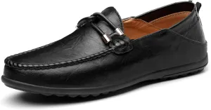 Driving Moccasins for Men Genuine Leather Round Toe Stitching Details Lightweight Anti-Slip Resistant Flexible Casual Slip on for Any Attire
