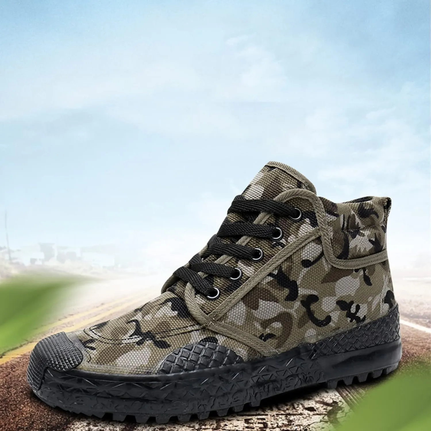 Fashion Sneakers Shoes Men Shoes Breathable Canvas Men Rubber Soled High Top Labor