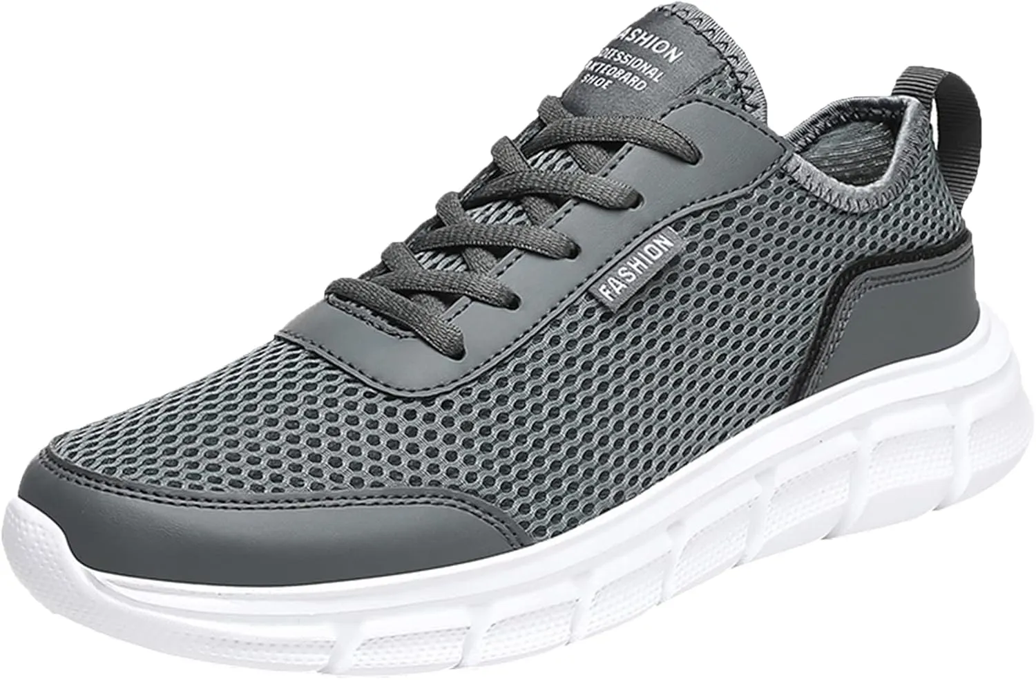 Fashion Spring and Summer Men Sports Shoes Flat Lightweight Mesh Breathable Lace Up Solid Color Casual Sneaker Men