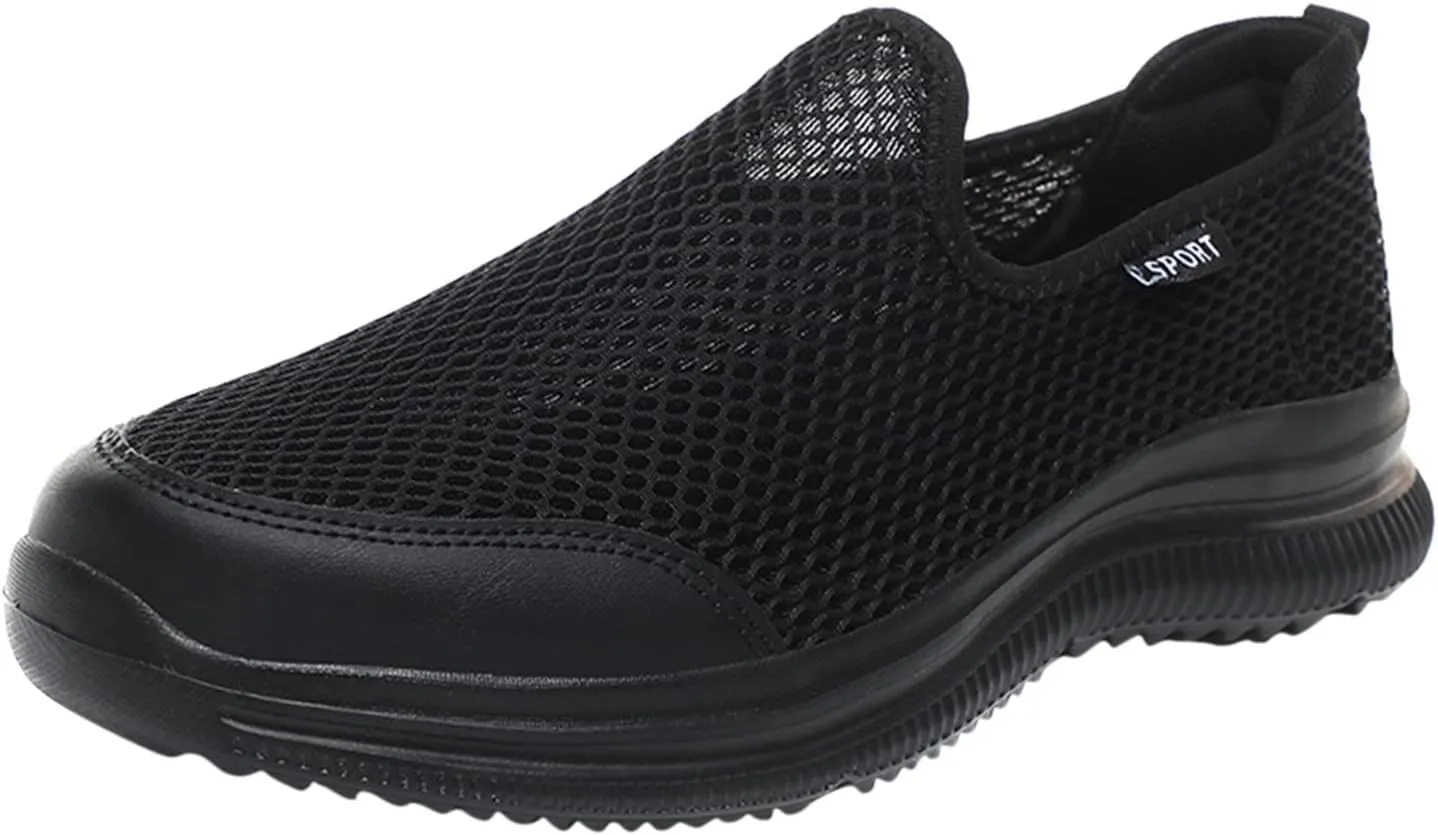 Fashion Summer Men Breathable Mesh Shallow Mouth Slip On Lightweight Casual Shoes Sneaker Insoles Men
