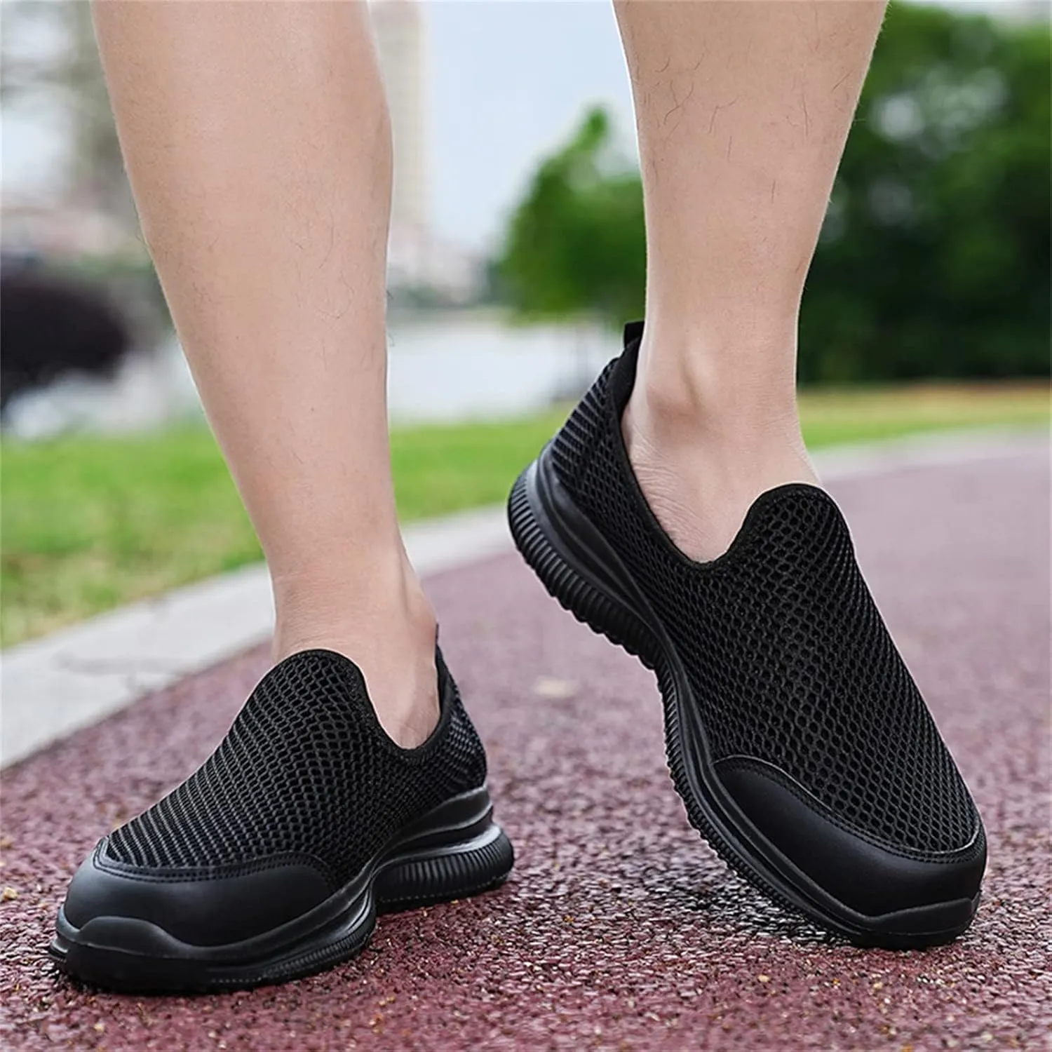 Fashion Summer Men Breathable Mesh Shallow Mouth Slip On Lightweight Casual Shoes Sneaker Insoles Men