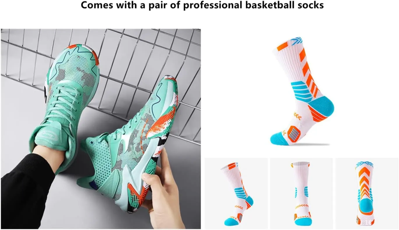 Floette Mens Fashion High Top Basketball Shoes Breathable Casual Walk Athletic Basketball Sneakers