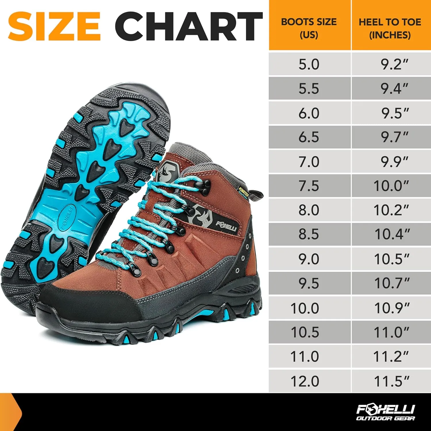 Foxelli Womens Hiking Boots - Waterproof Lightweight & Breathable Suede Leather