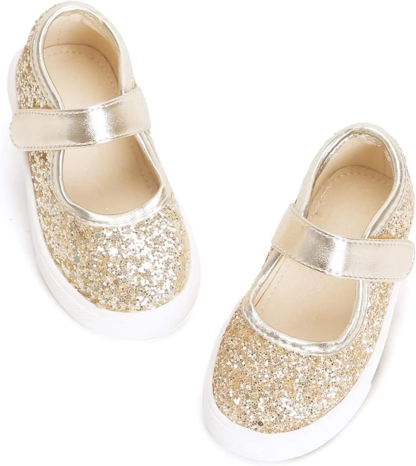 GINFIVE Toddler Girls Sneakers Little Girls Slip On Shoes Glitter Sneakers Todder