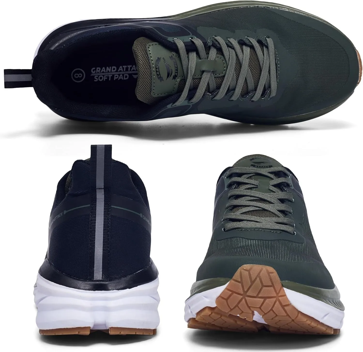 Grand Attack Men's Road Running Walking Shoes | Max Cushioned Comfort | Durable Non-Slip | Breathable Athletic Tennis Cross-Training Sneakers