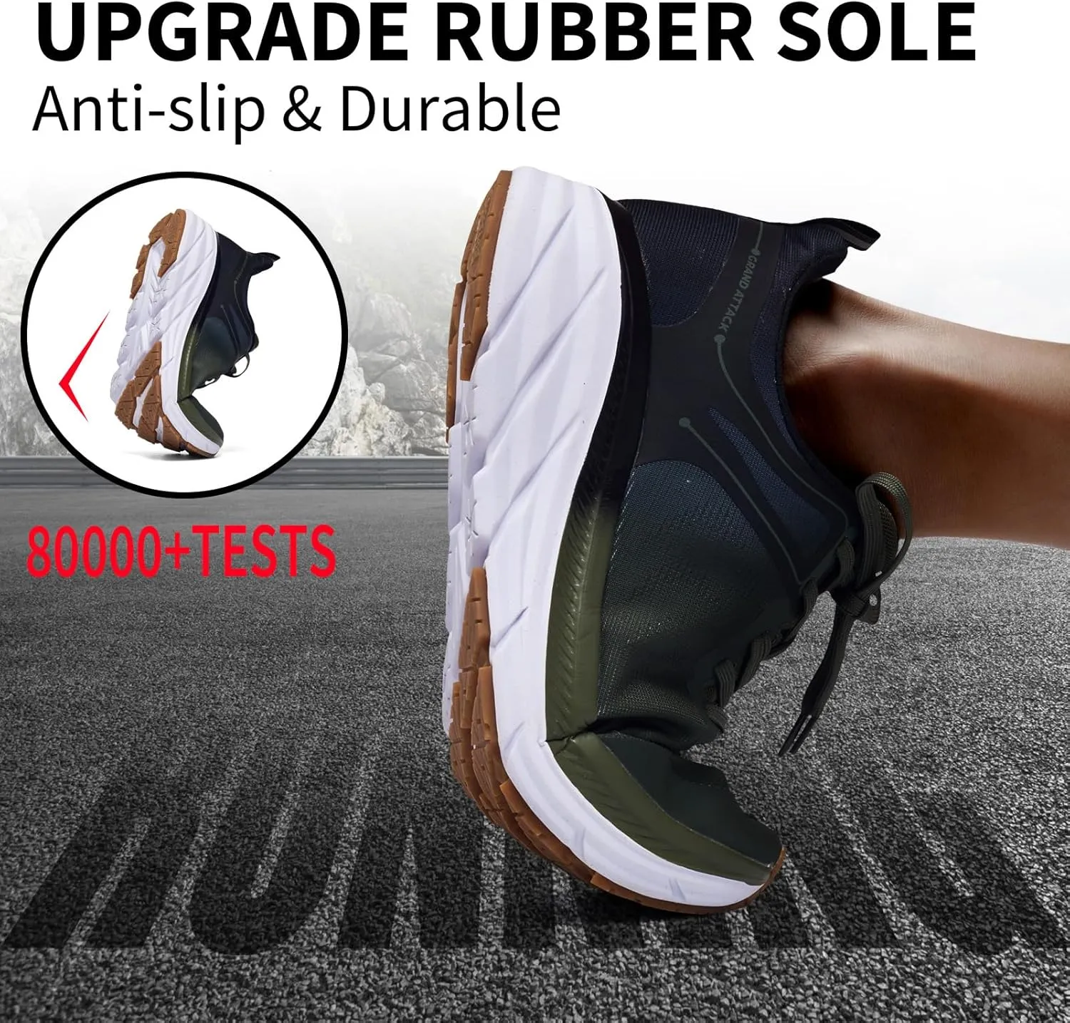 Grand Attack Men's Road Running Walking Shoes | Max Cushioned Comfort | Durable Non-Slip | Breathable Athletic Tennis Cross-Training Sneakers